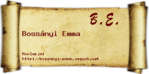 Bossányi Emma névjegykártya